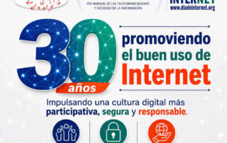 Cartel oficial del Día de Internet 2026 bajo el lema Sostenibilidad en la Era Digital, detallando los criterios ESG ambientales, sociales y de gobernanza.